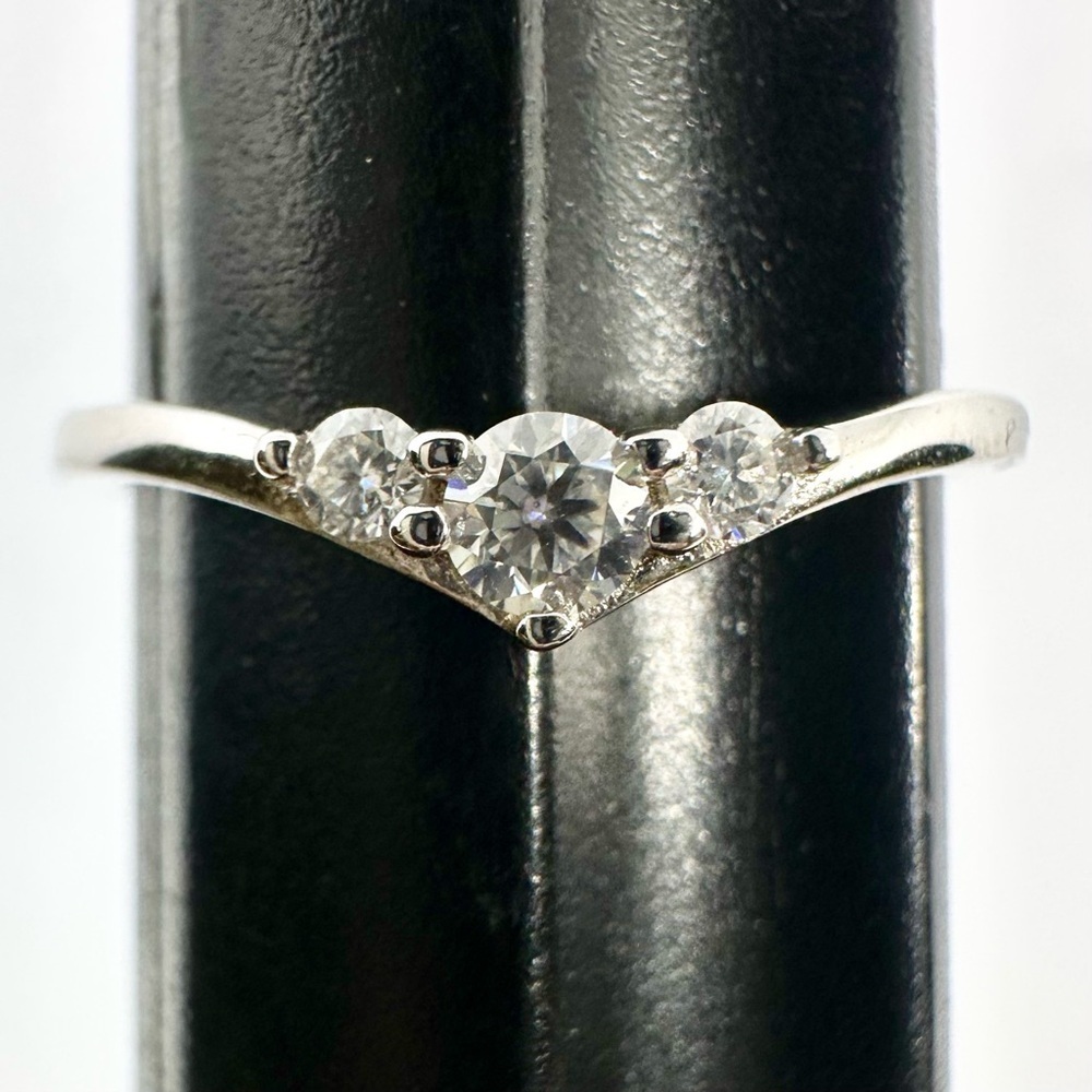 Moissanite Wedding Band Three Stone Anniversary Ring Guard Round GRA Certified - Picture 12 of 17